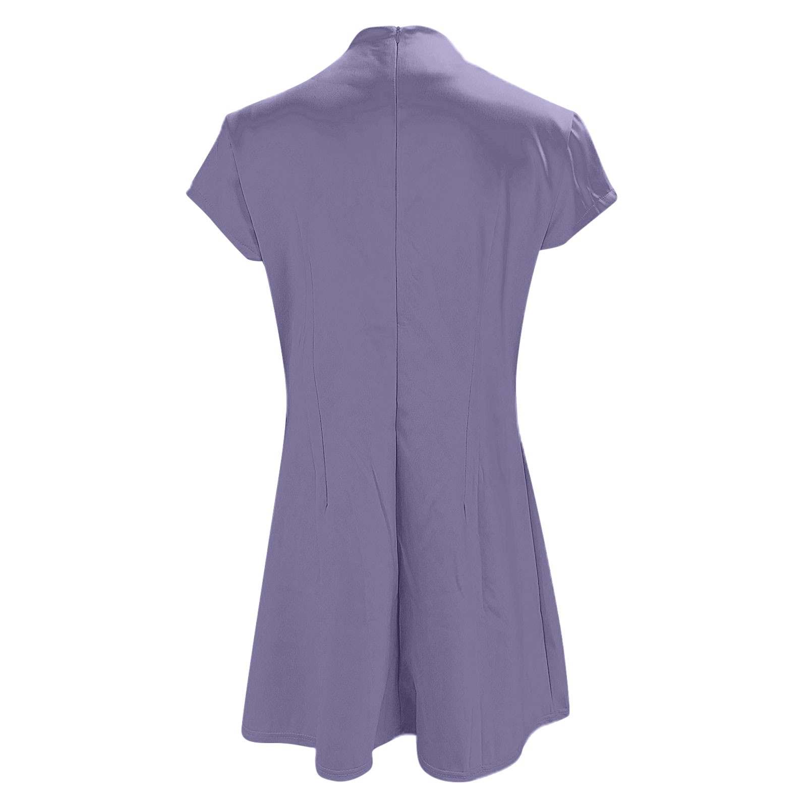 thumbnail image 5 of Vestido informal corto de manga corta liso y sexy de corte ajustado y cintura alta para mujer - Poliéster ligero, bolsillos, varias tallas, 5 of 5